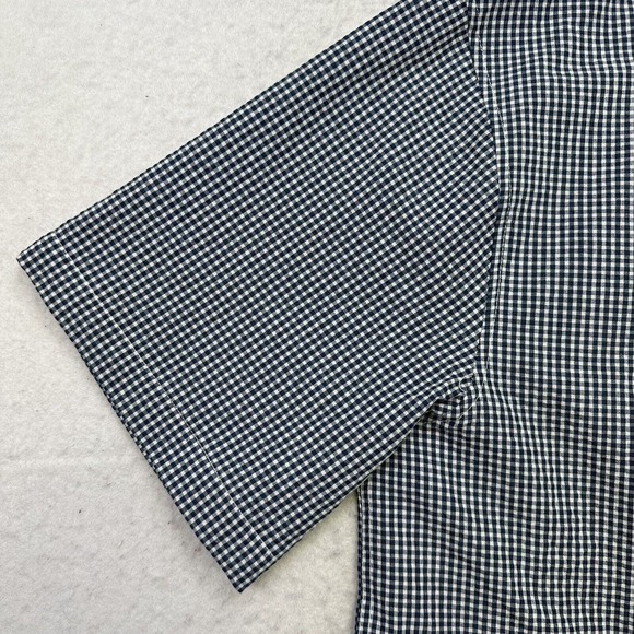 Crown & Ivy Shirt Mens Medium M Blue White Plaid Button Up Short Sleeve Classic - Picture 5 of 12